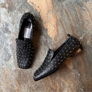 Dolce Vita Beny Studded Loafer Black Leather Silver Studs Size 6 NWT